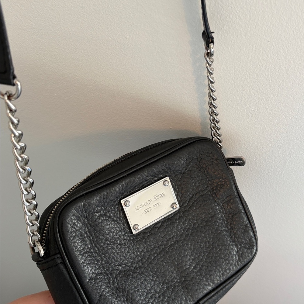 Michael Kors Black Crossbody with Chain Accent